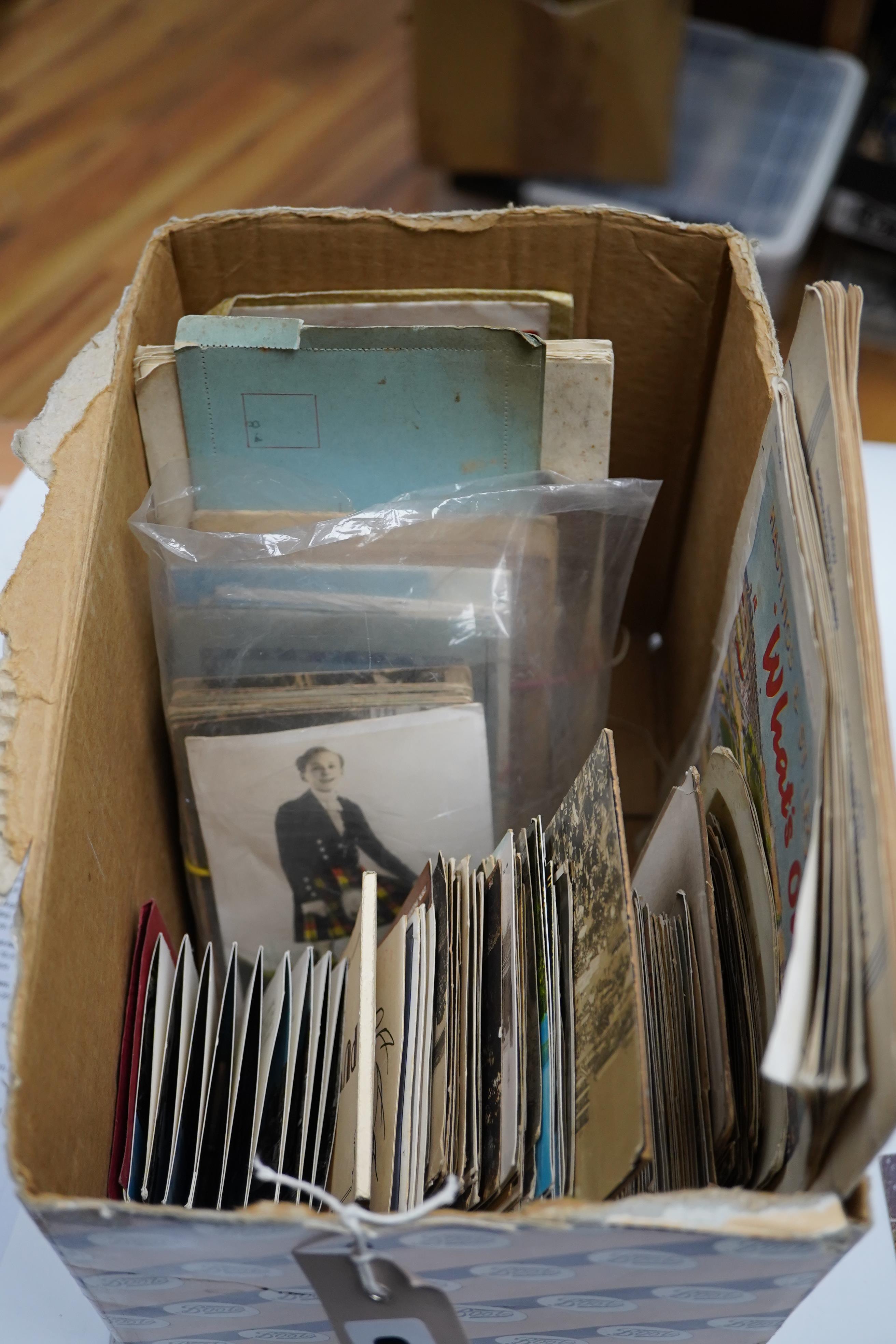 A quantity of loose early 20th century topographical postcards and ephemera. Condition - variable